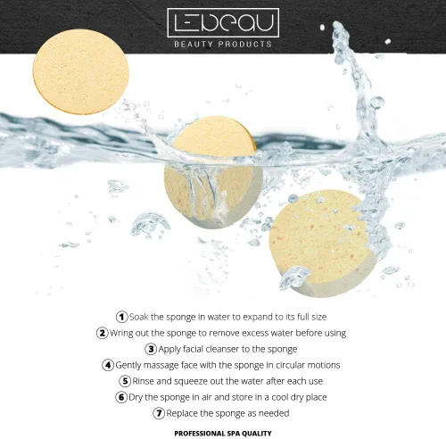 Vista 7 de LeBeau Esponjas faciales comprimidas, esponjas faciales para limpieza, esponja facial de celulosa 100% natural, esponja facial profesional
