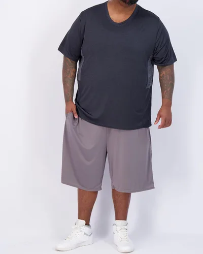 Vista 5 de Real Essentials Paquete de 3 camiseta elástica de manga corta con cuello en V para hombre grande y alto (3X alto-5X alto)