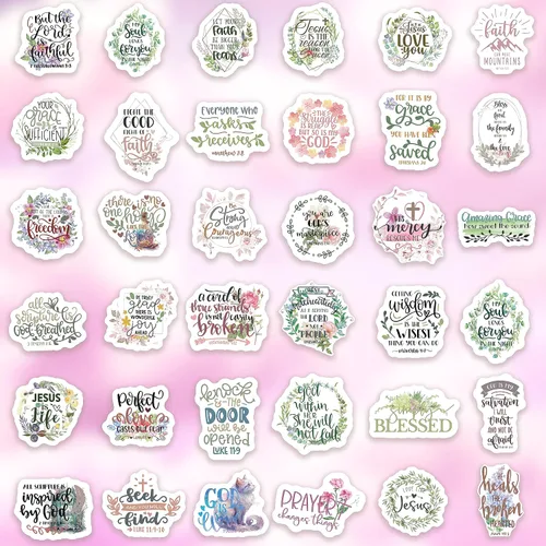 Vista 5 de 300 piezas de pegatinas cristianas inspiradoras SLAPAFLIFE - Diseños de versículos bíblicos para diario, motivacional y edificante