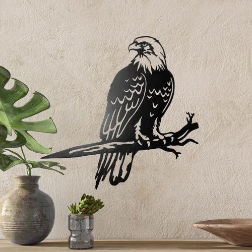 Vista 4 de OULYDEKO Estatua de águila calva de metal para jardín, decoración de árbol al aire libre, regalo de estatua de águila para hombres