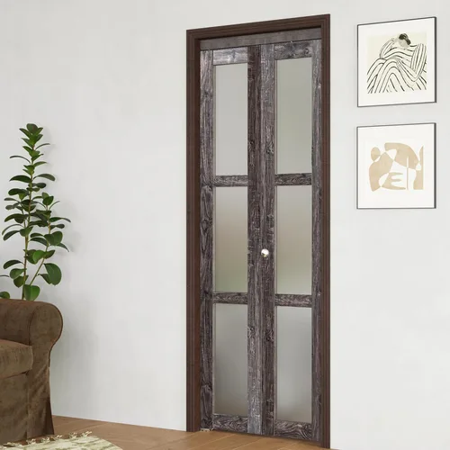 Vista 9 de BARNER HOME Puerta plegable, puerta de armario de cristal transparente de 3 lites, para apertura de 48 x 80 pulgadas, puertas plegables con kits