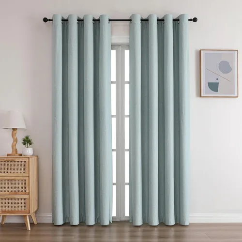 Vista 12 de Cortinas opacas con ojales para dormitorio y sala de estar, juego de 2 paneles con aislamiento térmico para oscurecer la habitación