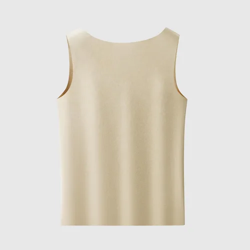 Vista 3 de Camiseta térmica sin mangas para mujer, para clima frío, ropa interior con forro polar, camisola cálida, chaleco de capa base