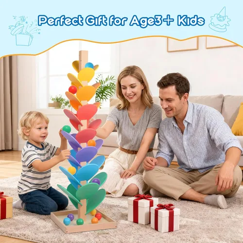 Vista 6 de Gotoofun Árbol musical de madera con diseño de mármol incluye bola de Arco iris clásico