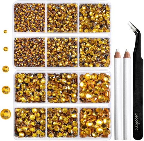 Vista 30 de 6736 piezas de diamantes de imitación termoadhesivos con parte trasera plana, diamantes de imitación morados para manualidades y ropa mezclados en 5