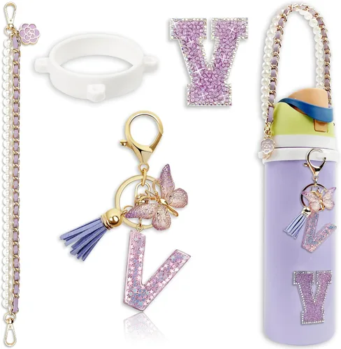 Vista 47 de Letter Handle Strap Accessories with Cute Initial Charm Compatible with Owala Water Bottle 24oz 32oz 40oz Owala Kids