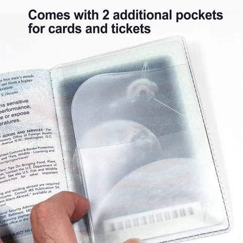 Vista 4 de Paquete de 5 fundas transparentes para pasaporte Arsmat, organizador de documentos de viaje, plástico para pasaporte de EE. UU.