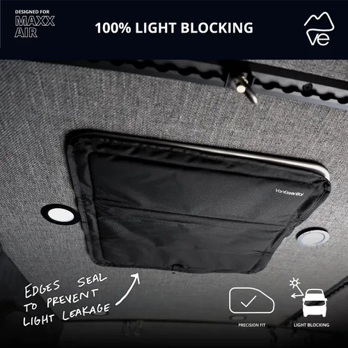 Vista 3 de VanEssential Cubierta de ventilación de techo opaca con aislamiento magnético diseñada para (MaxxAir/Fantastic Fan) 16.5 "x 16.5" - Negro