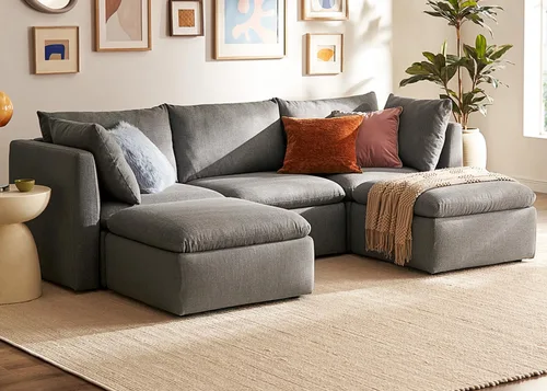 Vista 19 de mopio Sofá Seccional Modular de Gran Tamaño con Fundas Completamente Extraíbles y Almacenamiento, Convertible en Forma de U, en Forma de L