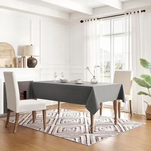 Vista 2 de Veblandy Mantel rectangular impermeable, a prueba de derrames, sin arrugas, mantel lavable, decoración de mesa de cocina, comedor, mantel de tela