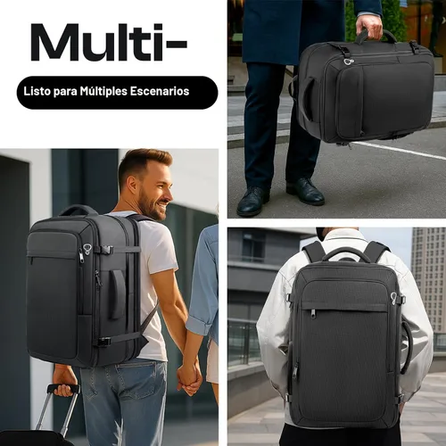 Vista 8 de Mochila de transporte para viajes de 1 a 10 días, mochila de viaje extra grande de 40L-50L aprobada por la TSA, bolsa expandible para laptop, bolsa