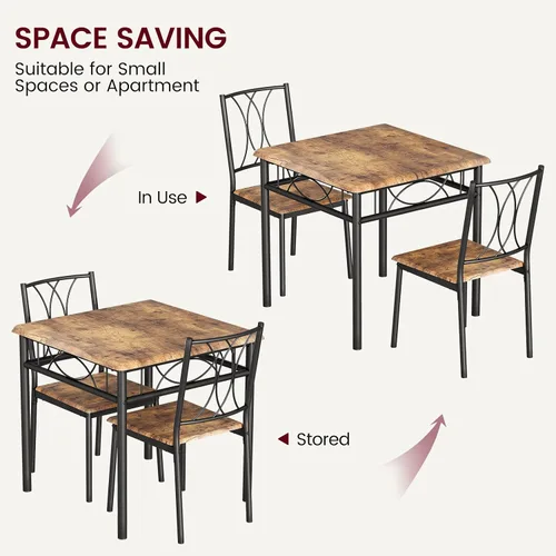 Vista 8 de CABIHOME Juego de mesa de comedor para 2, juego de mesa de cocina de 3 piezas para 2, juego de 2 mesas de cocina cuadradas, juego de mesa de comedor