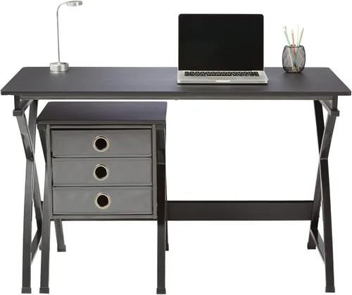 Vista 6 de Realspace® X-Cross - Escritorio para computadora de 48 pulgadas de ancho con archivador, color negro