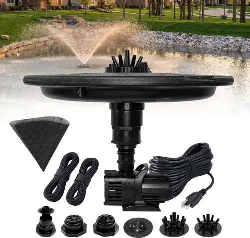 Vista 12 de Fuente flotante y aireador de 1/4 HP para estanques y lagos con cable de Luces que cambian