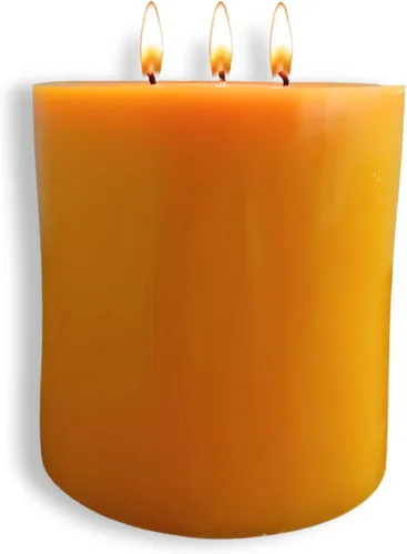 Vista 9 de Candlestock Vela de pilar redonda sin goteo de cera de abeja natural hecha a mano, 3 x 6 pulgadas