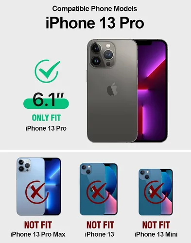 Vista 9 de Poetic Guardian Series - Funda compatible con iPhone 13 Pro de 6.1 pulgadas, carcasa híbrida reforzada de cuerpo completo, funda protectora