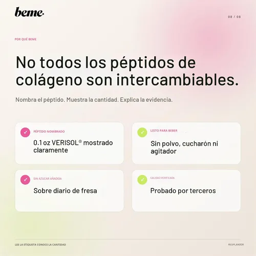 Vista 8 de BeMe Colágeno líquido Glow para mujer – VERISOL bovino, 30 paquetes