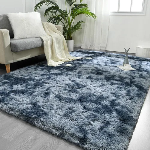 Vista 12 de FlyDOIT Alfombras grandes para sala de estar, 4 x 6 pies alfombra peluda beige con efecto tie-dye, alfombras mullidas suaves, alfombras peludas