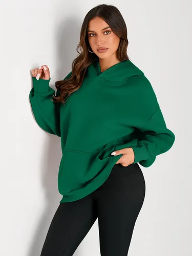 Vista 228 de Trendy Queen - Sudaderas extragrandes con capucha para mujer, suéteres de manga larga, sin botones, de vellón, de otoño, ropa de invierno