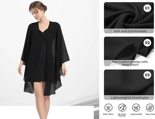 Vista 4 de Chales y envolturas de gasa para fiesta de boda, bufanda para mujer, vestido de noche nupcial en vestidos de ocasiones especiales