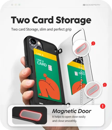 Vista 3 de GOOSPERY Funda tipo cartera para iPhone 15, ranura oculta para tarjetas, puerta magnética de cierre automático, funda protectora delgada de doble