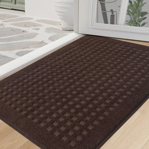Vista 18 de BEQHAUSE Tapetes para puerta de 20 x 32 pulgadas, tapete antideslizante de punto gofre, de perfil bajo, resistente a la suciedad y absorbente, Beige