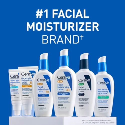 Vista 7 de CeraVe AM Loción hidratante facial con SPF 30, hidratante facial sin aceite con SPF, formulado con ácido hialurónico, niacinamida y ceramidas,