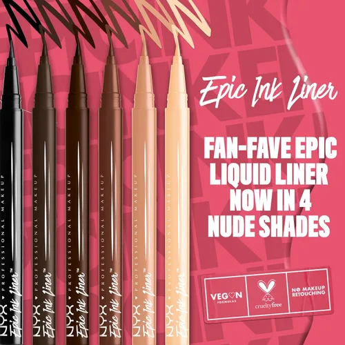 Vista 7 de NYX PROFESSIONAL MAKEUP - Delineador Epic Ink, delineador líquido impermeable, fórmula vegana - color negro (paquete de 2)