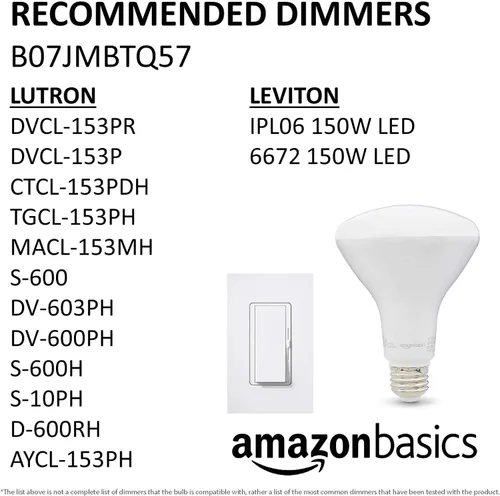 Vista 6 de Amazon Basics Bombillas LED BR30, eficiencia energética, regulables, base estándar E26, equivalente a 65 vatios, 11 W, vida útil de 10.000 horas