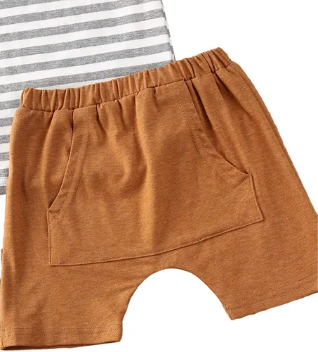 Vista 60 de fhutpw Conjunto de 2 piezas de ropa de verano para bebés, camiseta de manga corta, cintura elástica, pantalones cortos para niños pequeños