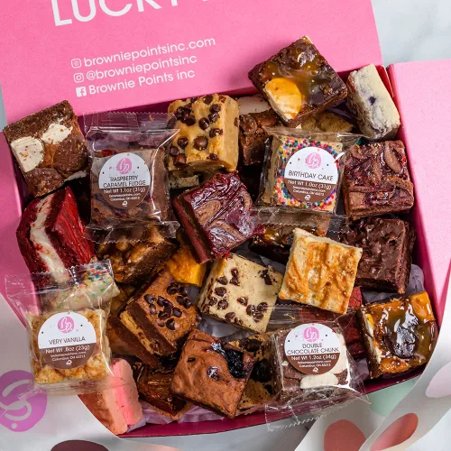 Vista 7 de Brownie Points Brownies para bebé, 75 ingredientes envueltos individualmente, ingredientes finos y frescos, caja de regalo y cestas de regalo