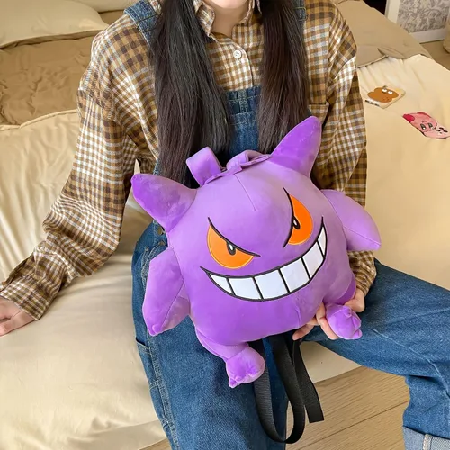 Vista 6 de PSNFDU Mochila de animales de peluche para jugar a la escuela, regalo de anime para adolescentes y niños, niños y niñas, Púrpura