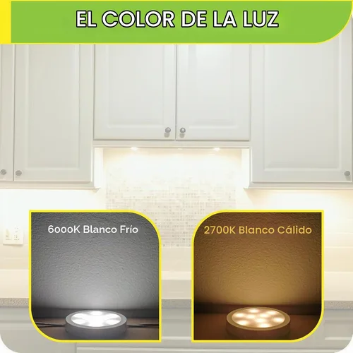 Vista 5 de Kit de iluminación LED de Meigour para debajo o encima del mostrador, iluminación de acento para gabinete de cocina, enchufe de pared con cable