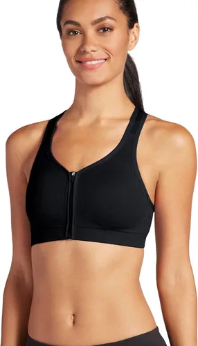 Vista 11 de Jockey Brasier sin costuras con cierre frontal para mujer Negro (Black Space Dye)