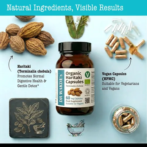 Vista 3 de DR WAKDE'S® Cápsulas Haritaki (Terminalia chebula/Hirda) I 100% Herbal I 60 Cápsulas Vegetales I Suplemento ayurvédico I Descuentos por cantidad I