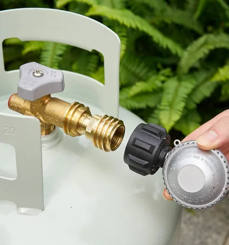 Vista 5 de CALPOSE Adaptador de propano POL a QCC1, antiguo a nuevo, adaptador de tanque de propano que convierte la válvula de servicio de tanque POL LP