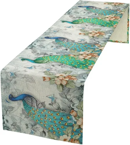 Vista 29 de Camino de mesa de lino de algodón, cuchillo de cocina occidental, tenedor, colección de mesa rectangular, desierto salvaje oeste americano