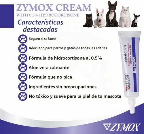 Vista 4 de Zymox Crema tópica con hidrocortisona al 0.5% para perros y gatos, 1oz