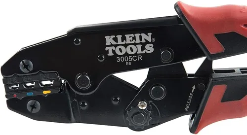 Vista 8 de Klein Tools 80013 Pelacables / Crimpadora de trinquete, kit de herramientas de crimpado eléctrico con pelacables automático y crimpadora