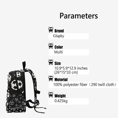Vista 2 de Glaphy Mochila personalizada para niños, mochila infantil para guardería, mochila preescolar con nombre personalizado para niños y niñas, 10-Soccer