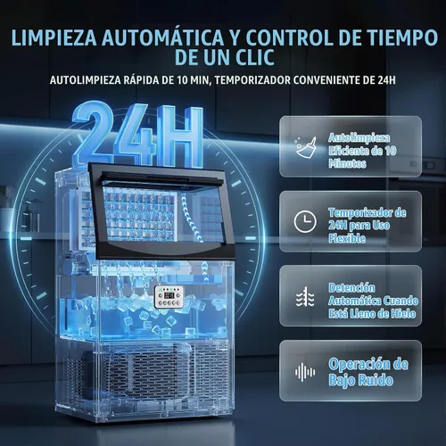 Vista 3 de Máquina de hielo comercial, 110 libras/24 horas con almacenamiento