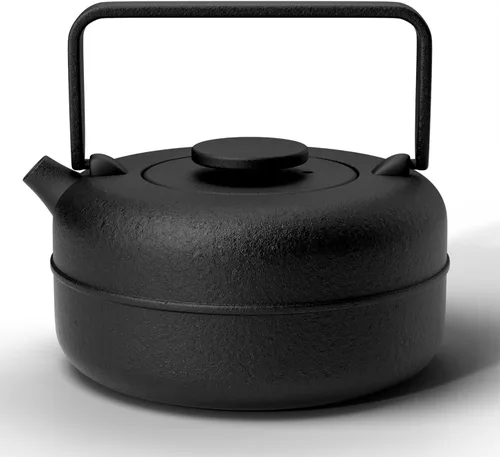 Vista 15 de Toptier Tetera con Infusor Extraíble, Hervidor de Té de Hierro Fundido Apto para Estufa, Diseño Cilíndrico de Geometría Sólida, Tetera Recubierta