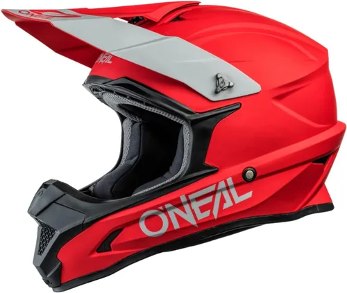 Vista 2 de O'Neal 1 casco de motocross todoterreno sólido SRS con combinación de gafas Rojo
