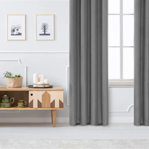 Vista 7 de Deconovo - Cortinas opacas de doble capa de lino sintético con ojales térmicos, cortinas opacas para dormitorio