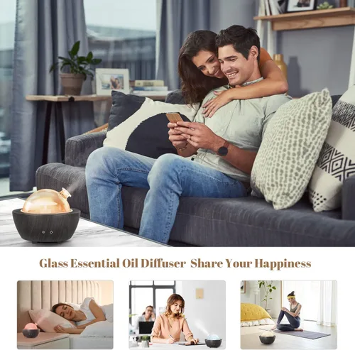 Vista 2 de Difusores de Aceite Esencial de Vidrio, Difusor de Aromaterapia de 280 ml para Aceites Esenciales de Habitación Grande, Humidificador de Niebla Fría