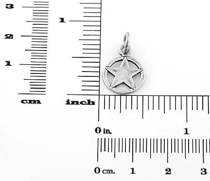Vista 2 de Abalorio pequeño de plata de ley de una cara de Texas Lone Star, Plata esterlina