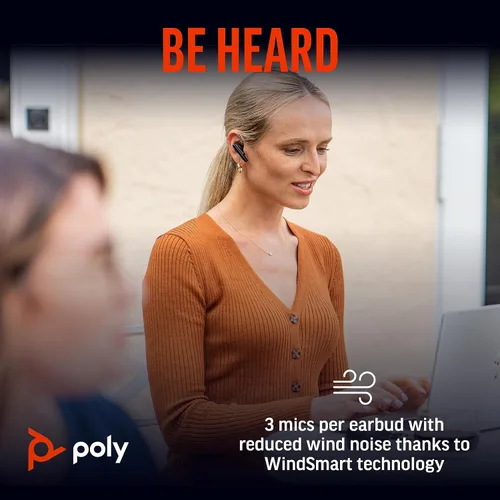 Vista 3 de Poly Voyager Free 60 UC True Wireless Earbuds (Plantronics) – Micrófonos con cancelación de ruido para llamadas claras – ANC – Estuche de carga