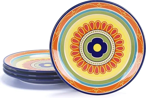 Vista 16 de Bico Blossom Symphony - Juego de 4 platos de ensalada de 8.75 pulgadas de cerámica, platos de postre para ensalada, aperitivo, guarniciones, aptos