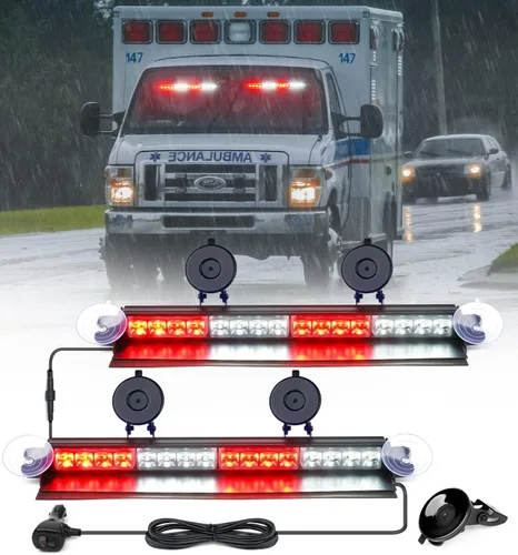 Vista 15 de Xprite Luces Estroboscópicas de Emergencia Ámbar para Tablero, Luz Intermitente Interior del Parabrisas con Ventosas para Camiones de Construcción