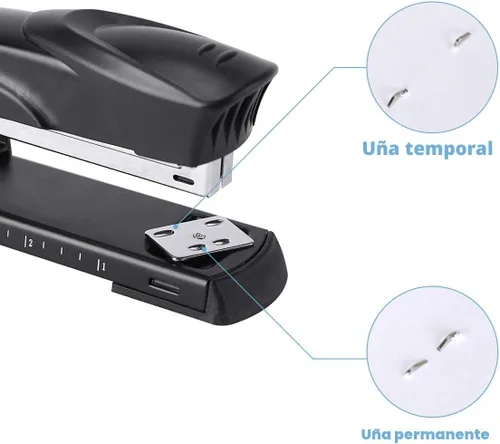Vista 6 de Engrapadora de largo alcance, con 2000 grapas y removedor de grapas de tira completa, capacidad para 20-25 hojas, con regla integrada y guía de Negro